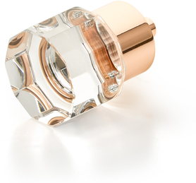 City Lights Round Multi-Sided Glass Knob, Polished Rose Gold, 1-1/8'' dia 55-PRG
