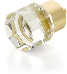 City Lights Round Multi-Sided Glass Knob, Satin Brass, 1-1/8'' dia 55-SB