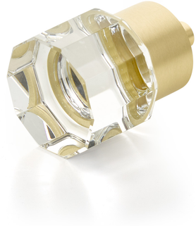 City Lights Round Multi-Sided Glass Knob, Satin Brass, 1-1/8'' dia 55-SB