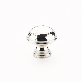 Atherton Hammered Knob, Plain Edge, Polished Nickel, 1-1/4'' dia 570-PN