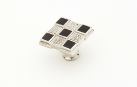Avalon Bay Square Knob, Black Mother of Pearl, Polished Nickel, 1-1/4'' 671-B/PN