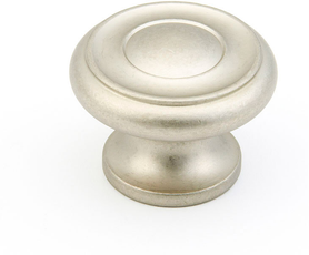 Traditional Round Knob, Distressed Nickel, 1-1/2'' dia 704-DN