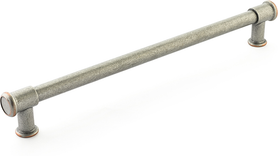 Steamworks Appliance Pull, Distressed Pewter/Copper, 15'' cc 79-15-DP/C