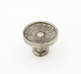 Sunburst Knob, Round, Silver Antique, 1-3/8'' dia 972-SA