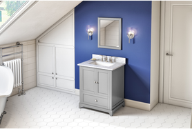 Addington 30'' Grey Vanity, White Carrara Marble Vanity Top, undermount rectangle bowl VKITADD30GRWCR