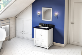 Addington 30'' White Vanity, Black Granite Vanity Top, undermount rectangle bowl VKITADD30WHBGR