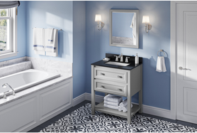 Adler 30'' Grey Vanity, Black Granite Vanity Top, undermount rectangle bowl VKITADL30GRBGR