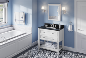 Adler 36'' White Vanity, Black Granite Vanity Top, undermount rectangle bowl VKITADL36WHBGR