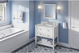 Adler 36'' White Vanity, Calacatta Vienna Quartz Vanity Top, undermount rectangle bowl VKITADL36WHCQR