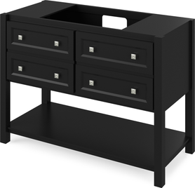 Adler 48'' Black Vanity, Calacatta Vienna Quartz Vanity Top, undermount rectangle bowl VKITADL48BKCQR