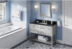 Adler 48'' Grey Vanity, Black Granite Vanity Top, undermount rectangle bowl VKITADL48GRBGR