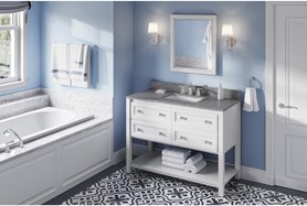 Adler 48'' White Vanity, Boulder Cultured Marble Vanity Top, undermount rectangle bowl VKITADL48WHBOR