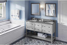 Adler 60'' Grey Vanity, double bowl, Steel Grey Cultured Marble Vanity Top, two undermount rectangle bowls VKITADL60GRSGR