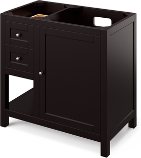 Astoria 36'' Espresso Vanity, right offset, Boulder Cultured Marble Vanity Top, undermount rectangle bowl VKITAST36ESBOR