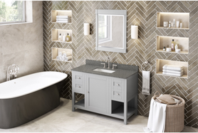 Astoria 48'' Grey Vanity, Boulder Cultured Marble Vanity Top, undermount rectangle bowl VKITAST48GRBOR