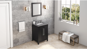 Cade 24'' Black Vanity, Steel Grey Cultured Marble Vanity Top, undermount rectangle bowl VKITCAD24BKSGR