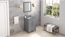 Cade 24'' Grey Vanity, Steel Grey Cultured Marble Vanity Top, undermount rectangle bowl VKITCAD24GRSGR