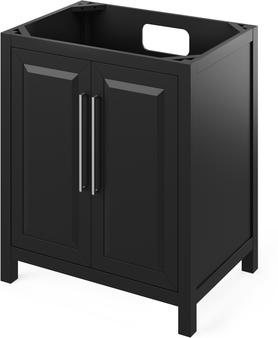 Cade 30'' Black Vanity, Boulder Cultured Marble Vanity Top, undermount rectangle bowl VKITCAD30BKBOR