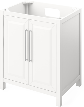 Cade 30'' White Vanity, White Carrara Marble Vanity Top, undermount rectangle bowl VKITCAD30WHWCR