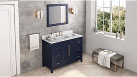Cade 48'' Hale Blue Vanity, Calacatta Vienna Quartz Vanity Top, undermount rectangle bowl VKITCAD48BLCQR