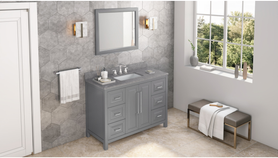 Cade 48'' Grey Vanity, Steel Grey Cultured Marble Vanity Top, undermount rectangle bowl VKITCAD48GRSGR
