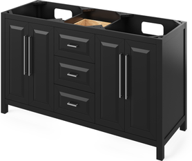 Cade 60'' Black Vanity, double bowl, Calacatta Vienna Quartz Vanity Top, two undermount rectangle bowls VKITCAD60BKCQR