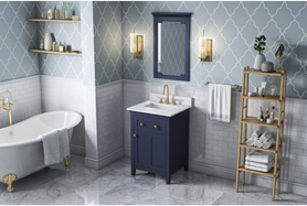 Chatham 24'' Hale Blue Vanity, White Carrara Marble Vanity Top, undermount rectangle bowl VKITCHA24BLWCR