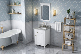 Chatham 24'' White Vanity, Steel Grey Cultured Marble Vanity Top, undermount rectangle bowl VKITCHA24WHSGR