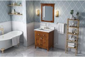 Chatham 30'' Chocolate Vanity, Calacatta Vienna Quartz Vanity Top, undermount rectangle bowl VKITCHA30CHCQR