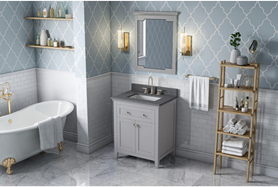 Chatham 30'' Grey Vanity, Boulder Cultured Marble Vanity Top, undermount rectangle bowl VKITCHA30GRBOR