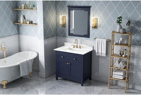 Chatham 36'' Hale Blue Vanity, Calacatta Vienna Quartz Vanity Top, undermount rectangle bowl VKITCHA36BLCQR