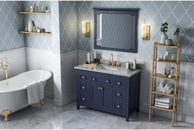 Chatham 48'' Hale Blue Vanity, Steel Grey Cultured Marble Vanity Top, undermount rectangle bowl VKITCHA48BLSGR
