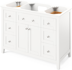 Chatham 48'' White Vanity, Calacatta Vienna Quartz Vanity Top, undermount rectangle bowl VKITCHA48WHCQR