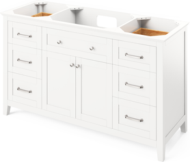 Chatham 60'' White Vanity, Boulder Cultured Marble Vanity Top, undermount rectangle bowl VKITCHA60SWHBOR