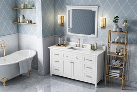 Chatham 60'' White Vanity, Calacatta Vienna Quartz Vanity Top, undermount rectangle bowl VKITCHA60SWHCQR