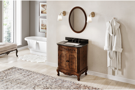 Clairemont 30'' Nutmeg Vanity, -only Black Granite Vanity Top, undermount rectangle bowl VKITCLA30NUBGR