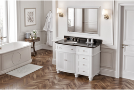 Compton 48'' White Vanity, -only Black Granite Vanity Top, undermount oval bowl VKITCOM48WHBGO