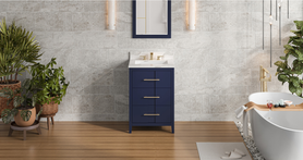 Katara 24'' Hale Blue Vanity, Calacatta Vienna Quartz Vanity Top, undermount rectangle bowl VKITKAT24BLCQR