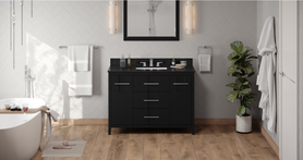 Katara 48'' Black Vanity, Black Granite Vanity Top, undermount rectangle bowl VKITKAT48BKBGR