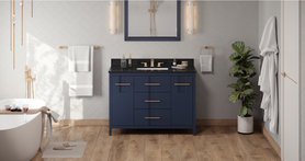 Katara 48'' Hale Blue Vanity, Black Granite Vanity Top, undermount rectangle bowl VKITKAT48BLBGR