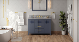 Katara 48'' Blue Steel Vanity, Steel Grey Cultured Marble Vanity Top, undermount rectangle bowl VKITKAT48BSSGR