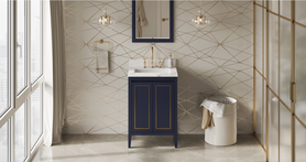 Percival 24'' Hale Blue Vanity, Calacatta Vienna Quartz Vanity Top, undermount rectangle bowl VKITPER24BLCQR