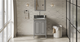 Percival 24'' Grey Vanity, Boulder Cultured Marble Vanity Top, undermount rectangle bowl VKITPER24GRBOR