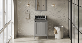 Percival 24'' Grey Vanity, Calacatta Vienna Quartz Vanity Top, undermount rectangle bowl VKITPER24GRCQR