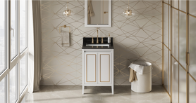 Percival 24'' White Vanity, Black Granite Vanity Top, undermount rectangle bowl VKITPER24WHBGR