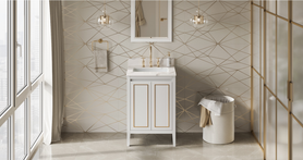 Percival 24'' White Vanity, Calacatta Vienna Quartz Vanity Top, undermount rectangle bowl VKITPER24WHCQR