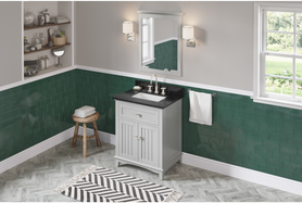 Savino 30'' Grey Vanity, Black Granite Vanity Top, undermount rectangle bowl VKITSAV30GRBGR