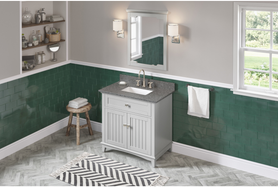 Savino 36'' Grey Vanity, Boulder Cultured Marble Vanity Top, undermount rectangle bowl VKITSAV36GRBOR