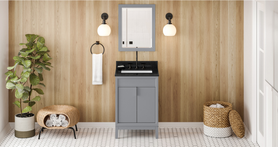 Theodora 24'' Grey Vanity, Black Granite Vanity Top, undermount rectangle bowl VKITTHE24GRBGR