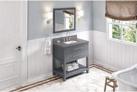 Wavecrest 36'' Grey Vanity, Boulder Cultured Marble Vanity Top, undermount rectangle bowl VKITWAV36GRBOR